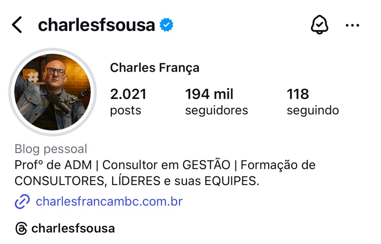 Print do Instagram de Charles França